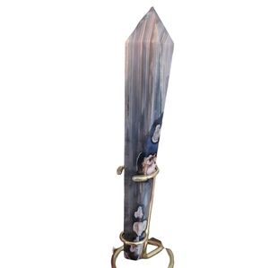 Blue Flower Agate Wand W/Holder